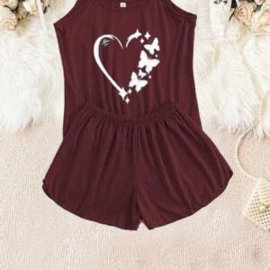 Comfortable Cotton Jersey Camisole Set - Stylish Printed Design (2 Pcs) - Image 1