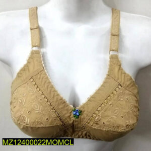 Cotton Chikankari Embroidered Bra, Beige - Image 1