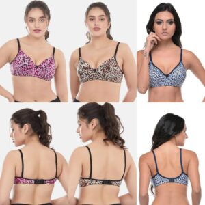 Comfortable & Lightweight Multicolor Minimizer Bra - Printed Design (1 Pcs) - Image 2